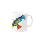 KANAT  LAMHITAの虹色の飛ぶ鳥 マグカップの取っ手の右面