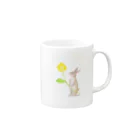 小さな星の庭のうさぎと黄色いお花 Mug :right side of the handle