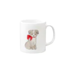 小さな星の庭の赤いリボンの犬 Mug :right side of the handle