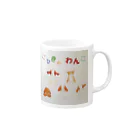 色鉛筆と絵本の世界のわんわん 5匹のわんこ！ Mug :right side of the handle