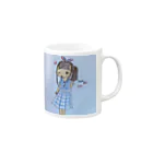 えだまめ。のしょっぷの赤と青のリボンの女の子 Mug :right side of the handle