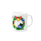 J's Mart 2ndのたまとクロとクリスマスリース Mug :right side of the handle