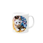 猫しゃちょうのふわふわのお友達ミロちゃんin北海道 Mug :right side of the handle