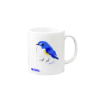 LittleLoroのまる過ぎる青い鳥 ルリビタキ Mug :right side of the handle