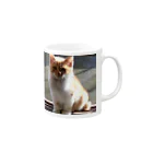 壁かべSHOP・SUZURI店のSTEP IN猫さん２ Mug :right side of the handle