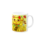 ひじりやノエルの開運！金運！縁起物！(鶴)【両手 招き猫☆】 Mug :right side of the handle