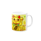 ひじりやノエルの開運！金運！縁起物！(亀)【両手 招き猫☆】 Mug :right side of the handle