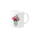 Mana Design Storeの花瓶とお花のイラストWH Mug :right side of the handle