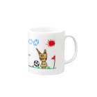 かぶとらのゆるいねこ　「サッカーねこ」 Mug :right side of the handle