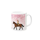 dressage ribbonの桜　horse マグカップの取っ手の右面