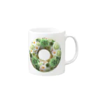 カラフルマルシェのグリーンローズリース（緑の薔薇リース柄） Mug :right side of the handle