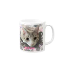 猫しゃちょうのふわふわのお友達ミロちゃんin北海道 Mug :right side of the handle