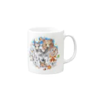 ＰＵＧＬＡＮＤの熊・鹿・フクロウ・オオカミ・キツネ・鷹・イモリ・うさぎ・リス・ジョウビタキ Mug :right side of the handle