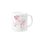 中華呪術堂（チャイナマジックホール）の【赤ドット】猫功夫(猫カンフー)  Mug :right side of the handle