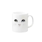 アトリエアイリスの白猫マグカップ　オッドアイ Mug :right side of the handle