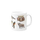 ちなきのこの冬の山の動物たち Mug :right side of the handle