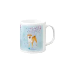 Atelier-Queueの柴犬（花吹雪と王冠） Mug :right side of the handle