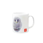 カリヲ屋スズリ支店のウラルフクロウ　大小2 Mug :right side of the handle