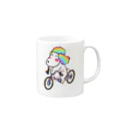 PoodleGag -  面白いプードルの自転車に乗ったレインボープードル犬 Mug :right side of the handle