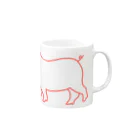 liliumのピンク豚【線】 Mug :right side of the handle