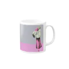 スーパーファンタジー絵描き　松野和貴の化けの皮マグーフラミンゴー Mug :right side of the handle