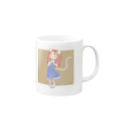 どりかもめの白にゃんdance Mug :right side of the handle