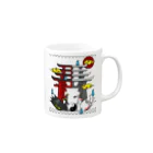 にゃーにゃー組@LINEスタンプ＊絵文字販売中！の四尾＊妖の夜 Mug :right side of the handle