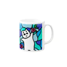 あおちゃぽこのぽこにゃんと花 Mug :right side of the handle