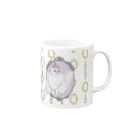 y.nyanmo やよにゃんものチンチラシルバー　in the mirror マグカップ　ホワイト Mug :right side of the handle