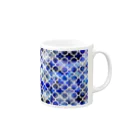 untidyboxの幾何学模様のマグカップ　ブルー Mug :right side of the handle