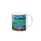 Junie貼り絵グッズのニューカレドニアのサンゴ礁 Mug :right side of the handle