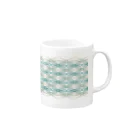 untidyboxの細めラインのナミナミ模様　グリーンxイエロー Mug :right side of the handle