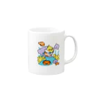 Cody the LovebirdのChubby Bird サンゴ礁を守ろう！　オカメインコと海のお友達 Mug :right side of the handle