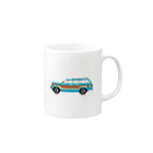 ふろあがり虫描きのアメリカンな車(ターコイズブルー) Mug :right side of the handle