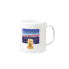 柴犬の里の夜空を見上げる柴犬 Mug :right side of the handle