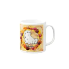 犬グッズの店しえるぶるーのペキニーズ　秋のリース(白ペキニーズ) Mug :right side of the handle