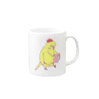 小鳥のほっぺの本読むピヨちゃん Mug :right side of the handle