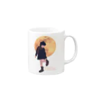 キッズモード某の月と黒ワンピの女の子 Mug :right side of the handle