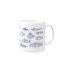 Umikko8823のお魚　青LINE Mug :right side of the handle