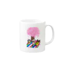 Fummy動物イラストショップのお花見パクパク Mug :right side of the handle