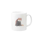 綿根八葉のやさしいレッサーパンダ（ウインク） Mug :right side of the handle