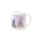 うさぎ石鹸の冬景色のパトちゃんとケロちゃん Mug :right side of the handle