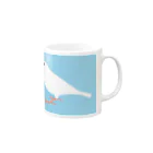 文鳥ちゅんねる【公式グッズストア】の文鳥と白文鳥／スカイブルー Mug :right side of the handle