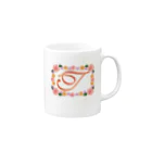 ロゴTシャツのひよこ堂のフラワー イニシャル T た行 名前 Mug :right side of the handle