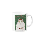 Sherine's illustrationのクリスマスの猫（白とクリーム） Mug :right side of the handle