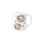 紅型キジムナー工房・コトリンチュの紅型柄・丸牡丹 Mug :right side of the handle