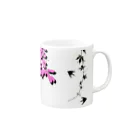 kozu_cafeの葉っぱとツバメ - pink Mug :right side of the handle