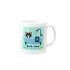 Teal Blue Coffeeのお風呂の時間_tile Ver. Mug :right side of the handle