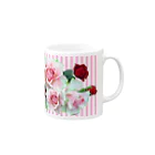 fée de la roseの暖かいローズピンクストライプ Mug :right side of the handle