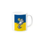 ハチワレ俱楽部のウクライナ支援グレイハチワレくん Mug :right side of the handle